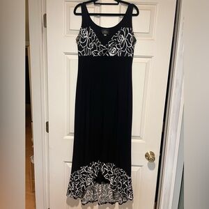 Elegant Black and White High Low Dress